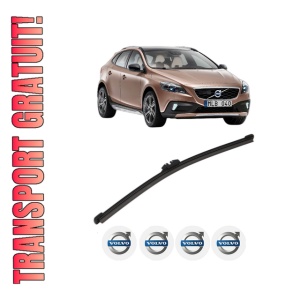 Stergator lamela spate VOLVO V40 Cross Country (526) din 2012 - 2019, pentru luneta auto, Valeo Silencio, din cauciuc siliconat rezistent, 4 Stickere Auto VOLVO
