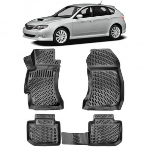 Subaru Impreza III 2007-2014 Set 4 covorase auto din cauciuc tip tavita premium line 3D accesorii pentru autoturismul tau - masina v241843
