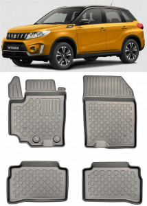 Suzuki VItara, Suv, Din 03.2015 - 03.2020 , Set Covorase Auto Tip Tavita Premium 3D, din cauciuc accesorii pentru autoturismul tau - masina v171542