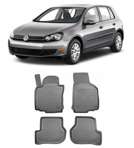 Volkswagen Golf 6, Hatchback, Din 06.2007 - 09.2012 , Set Covorase Auto Tip Tavita Premium 3D, din cauciuc accesorii pentru autoturismul tau - masina v174928