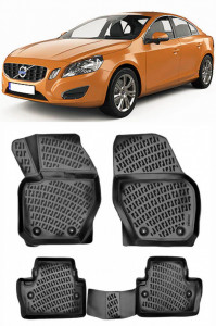 Volvo S60 (II) 2010-2018 Set 4 covorase auto din cauciuc tip tavita premium line 3D accesorii pentru autoturismul tau - masina v242476