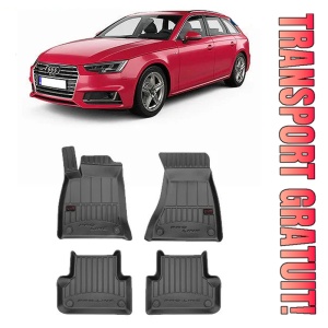 Audi A4 B9, Sedan, Din 11.2015 - Prezent , Set Covorase Auto Tip Tavita Premium 3D, din cauciuc