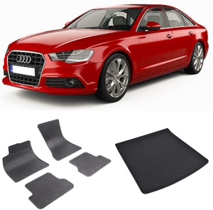 Audi A6 C7 din 03.2011 - 05.2018 Sedan *2 , Set Covorase + tavita portbagaj auto - Img 2