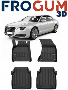 Audi A8 D4 Din 01.2010 - 09.2013, Sedan, Ampatament Lung , Set Covorase Auto Tip Tavita Premium 3D, din cauciuc accesorii pentru autoturismul tau - masina v163693