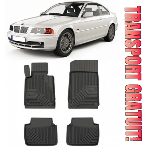 Bmw Seria 3 E46 Din 1999 - 2005, Coupe, Nu Corespunde Pentru XdrIVe , Set Covorase Auto Tip Tavita Premium 3D, din cauciuc
