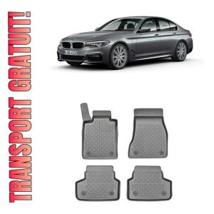Bmw Seria 5 G30, Sedan, Din 02.2017 - Prezent , Set Covorase Auto Tip Tavita Premium 3D, din cauciuc