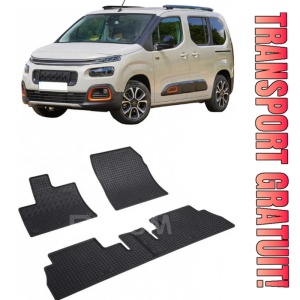 Citroen Berlingo III, Van, fabricat din 06.2018 - Prezent, 5 Locuri, set covorase auto dedicate, din cauciuc 100% Premium