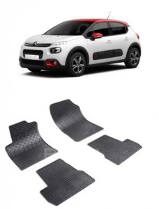 Citroen C3 II, Hatchback, fabricat din 2009 - 12.2016, set covorase auto dedicate, din cauciuc 100% Premium accesorii pentru autoturismul tau - masina v158101