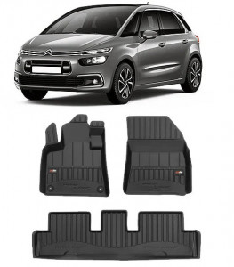 Citroen C4 Spacetourer, Van, Din 2018 - 11.2020 , Set Covorase Auto Tip Tavita Premium 3D, din cauciuc accesorii pentru autoturismul tau - masina v170869