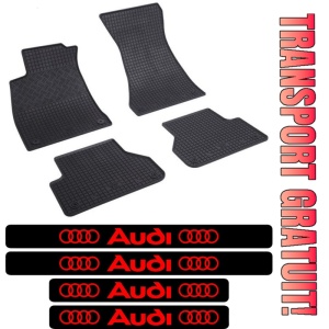 Covorase Audi A4 B9, Combi, din 11.2015 - prezent si set 4 stickere protectie praguri Audi