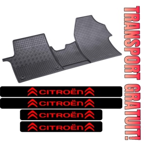 Covorase Citroen Jumpy III, Van, din 01.2016 - prezent, 2-3 locuri, transport marfa si set 4 stickere protectie praguri Citroen