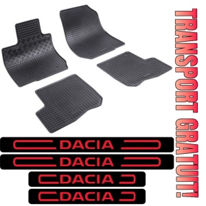 Covorase Dacia Sandero din 2007 - 2013 si set 4 stickere protectie praguri Dacia