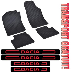 Covorase Dacia Spring electric din 03.2021 - prezent, suv si set 4 stickere protectie praguri Dacia