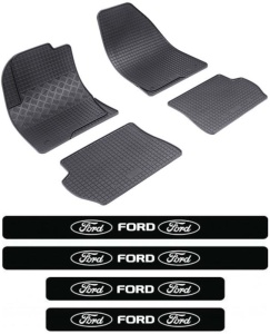 Covorase Ford Fiesta V, Hatchback, din 2002 - 09.2008 si set 4 stickere protectie praguri Ford accesorii pentru autoturismul tau - masina v3403