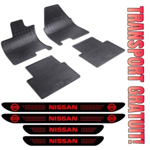 Covorase Nissan Qashqai +2, SUV, din 10.2008 - 01.2014 si set 4 stickere protectie praguri Nissan