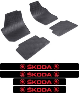 Covorase Skoda Fabia II din 03.2007 - 10.2014, hatchback si set 4 stickere protectie praguri Skoda accesorii pentru autoturismul tau - masina v3947