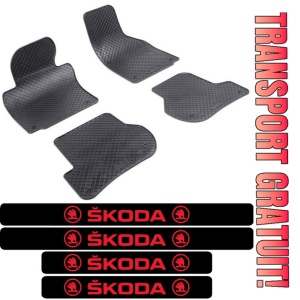 Covorase Skoda Octavia II din 2004 - 04.2013, combi si set 4 stickere protectie praguri Skoda