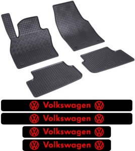 Covorase Volkswagen Polo VI, Hatchback, din 10.2017 - prezent si set 4 stickere protectie praguri Volkswagen accesorii pentru autoturismul tau - masina v3787