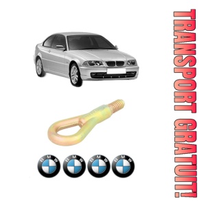 Cui carlig remorcare, tractare auto BMW Seria 3 (E46) din 1997-2005, Otel, Cri-Flo, 4 Stickere cu BMW