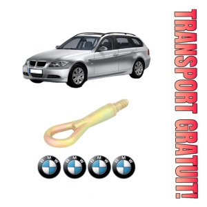Cui carlig remorcare, tractare auto BMW Seria 3 Touring (E91) din 2004-2012, Otel, Cri-Flo, 4 Stickere cu BMW