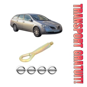 Cui carlig remorcare, tractare auto NISSAN PRIMERA Hatchback (P12) din 2002-2008, Otel, Cri-Flo, 4 Stickere cu NISSAN