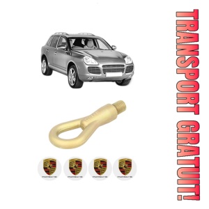 Cui carlig remorcare, tractare auto PORSCHE CAYENNE (9PA) din 2002-2010, Otel, Cri-Flo, 4 Stickere cu PORSCHE