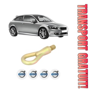 Cui carlig remorcare, tractare auto VOLVO C30 (533) din 2006-2012, Otel, Cri-Flo, 4 Stickere cu VOLVO