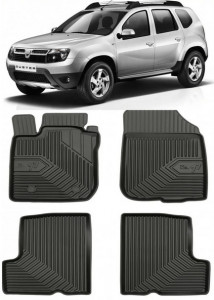 Dacia Duster I Din 2010 - 12.2017, Suv , Set Covorase Auto Tip Tavita Premium 3D, din cauciuc accesorii pentru autoturismul tau - masina v168239