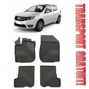 Dacia Sandero II Din 12.2012 - 12.2020, Hatchback , Set Covorase Auto Tip Tavita Premium 3D, din cauciuc