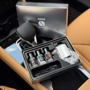 Difuzor Parfum Auto AMOS Mini Gri, 3 Arome Incluse Cadou, Odorizant Inteligent, USB, Parfum Intens, Design Premium - Img 3