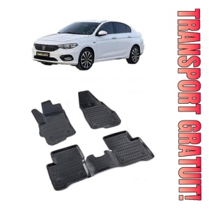 Fiat Egea 2015-2025 Set 4 covorase auto din cauciuc tip tavita premium line 3D - Transport Gratuit!