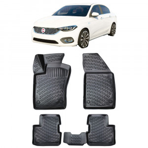Fiat Egea II 2015-2025 Set 4 covorase auto din cauciuc tip tavita premium line 3D