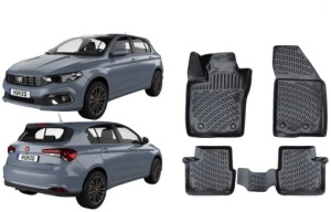 Fiat Tipo hatckback 2015-2025 Set 4 covorase auto din cauciuc tip tavita premium line 3D - Img 2
