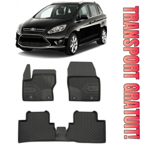 Ford C-Max Grand II Din 11.2010 - 06.2019, Van , Set Covorase Auto Tip Tavita Premium 3D, din cauciuc - Img 1