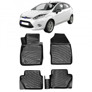 Ford Fiesta VI 2008-2019 Set 4 covorase auto din cauciuc tip tavita premium line 3D accesorii pentru autoturismul tau - masina v242651