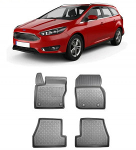 Ford Focus III, Combi, Din 03.2011 - 08.2018 , Set Covorase Auto Tip Tavita Premium 3D, din cauciuc accesorii pentru autoturismul tau - masina v173909