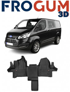 Ford Transit Custom Din 2017 - Prezent, Van, 2 Locuri In Fata , Set Covorase Auto Tip Tavita Premium 3D, din cauciuc accesorii pentru autoturismul tau - masina v164882