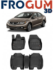 Honda CIVIc IX Din 03.2012 - 02.2017, Hatchback , Set Covorase Auto Tip Tavita Premium 3D, din cauciuc accesorii pentru autoturismul tau - masina v162676