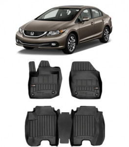 Honda CIVIc IX Din 03.2012 - 02.2017, Hatchback , Set Covorase Auto Tip Tavita Premium 3D, din cauciuc accesorii pentru autoturismul tau - masina v162677