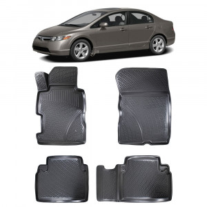 Honda Civic Sedan VIII 2005-2011 Set 4 covorase auto din cauciuc tip tavita premium line 3D accesorii pentru autoturismul tau - masina v242579