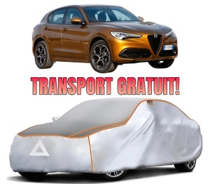 Husa Prelata Antigrindina Auto ALFA ROMEO STELVIO (949_) din 2016-2019, Protectie auto contra intemperiilor la grindina, Waterproof, 4x Stickere auto ALFA ROMEO