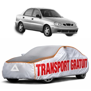 Husa Prelata Antigrindina Auto DAEWOO LANOS Saloon (KLAT) din 1997, Protectie auto contra intemperiilor la grindina, Waterproof, 4x Stickere auto DAEWOO