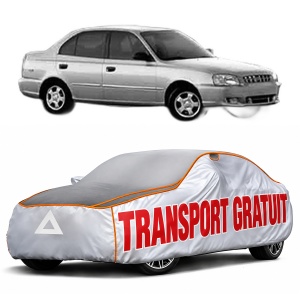 Husa Prelata Antigrindina Auto HYUNDAI ACCENT II Saloon (LC) din 2000-2005, Protectie auto contra intemperiilor la grindina, Waterproof, 4x Stickere auto HYUNDAI