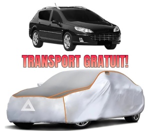 Husa Prelata Antigrindina Auto PEUGEOT 407 SW Estate Van (6E_) din 2009-2010, Protectie auto contra intemperiilor la grindina, Waterproof, 4x Stickere auto PEUGEOT