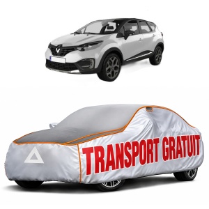 Husa Prelata Antigrindina Auto RENAULT CAPTUR I (J5_, H5_) din 2013-2018, Protectie auto contra intemperiilor la grindina, Waterproof, 4x Stickere auto RENAULT