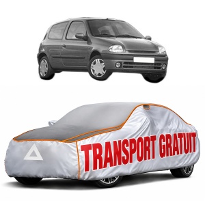 Husa Prelata Antigrindina Auto RENAULT CLIO II (BB_, CB_) din 1998-2016, Protectie auto contra intemperiilor la grindina, Waterproof, 4x Stickere auto RENAULT