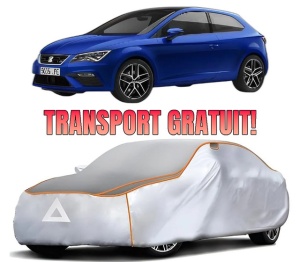 Husa Prelata Antigrindina Auto SEAT LEON (KL1, KLG) din 2019-2021, Protectie auto contra intemperiilor la grindina, Waterproof, 4x Stickere auto SEAT