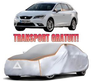 Husa Prelata Antigrindina Auto SEAT LEON ST Estate Van (5F8) din 2014-2020, Protectie auto contra intemperiilor la grindina, Waterproof, 4x Stickere auto SEAT