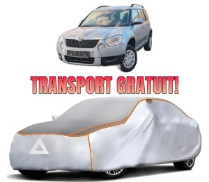 Husa Prelata Antigrindina Auto SKODA YETI (5L) din 2009-2017, Protectie auto contra intemperiilor la grindina, Waterproof, 4x Stickere auto SKODA