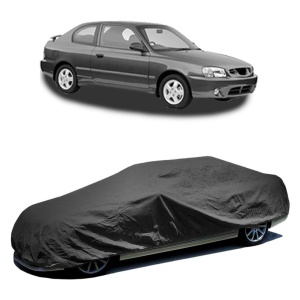 Husa prelata auto pentru HYUNDAI ACCENT II (LC) 2000 - 2005, culoare negru, material textil impermeabil, rezistanta la intemperii praf UV, CARPASSION Husa Protectie - Img 2
